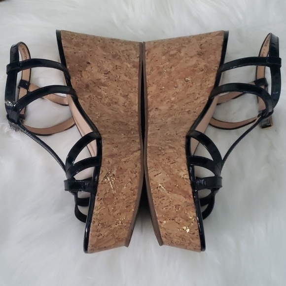 kate spade Theodora black patent cork wedge - Picture 4 of 9